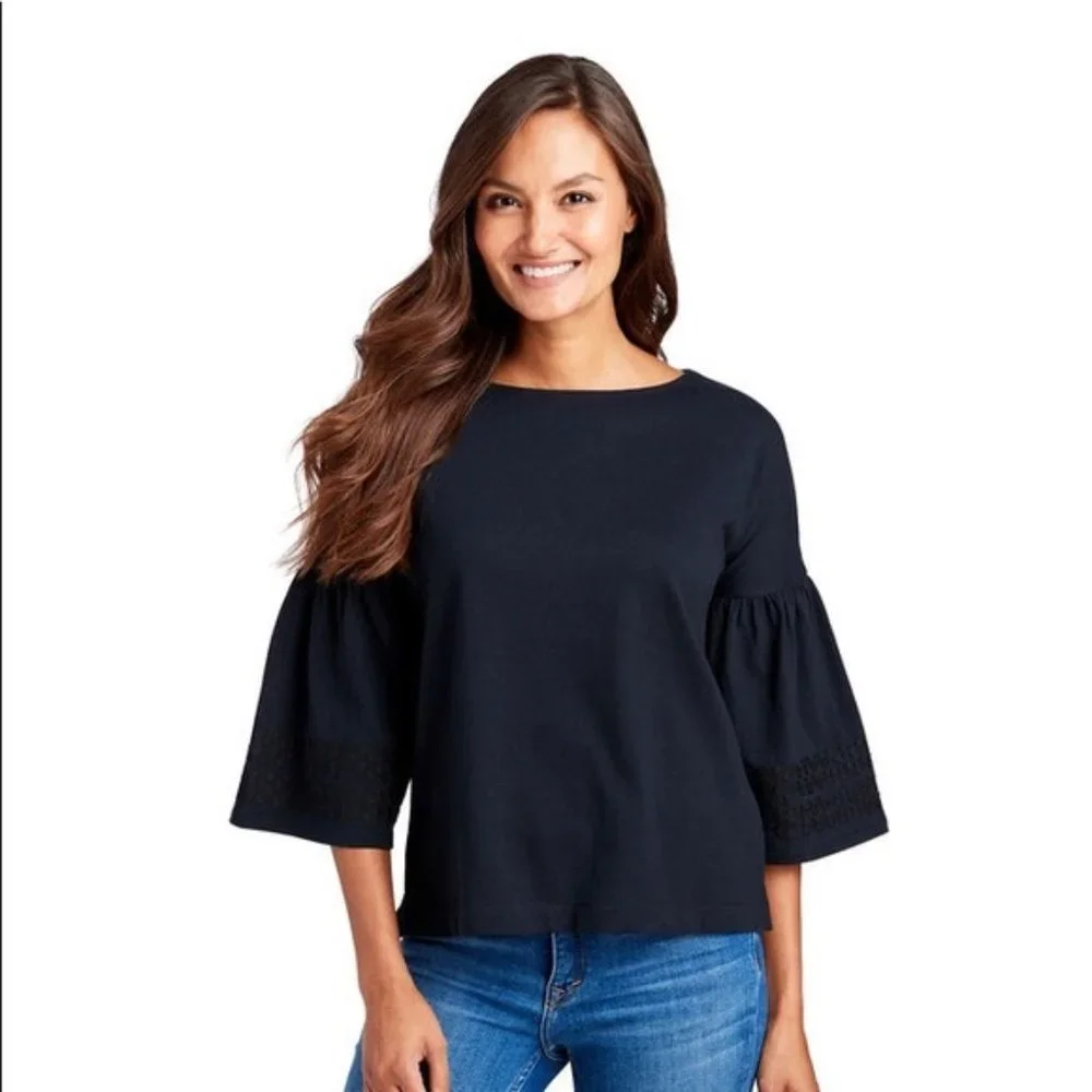 Vineyard Vines Ric Rac Bell Sleeve Top Shirt Blouse Women's L - Picture 1 of 5